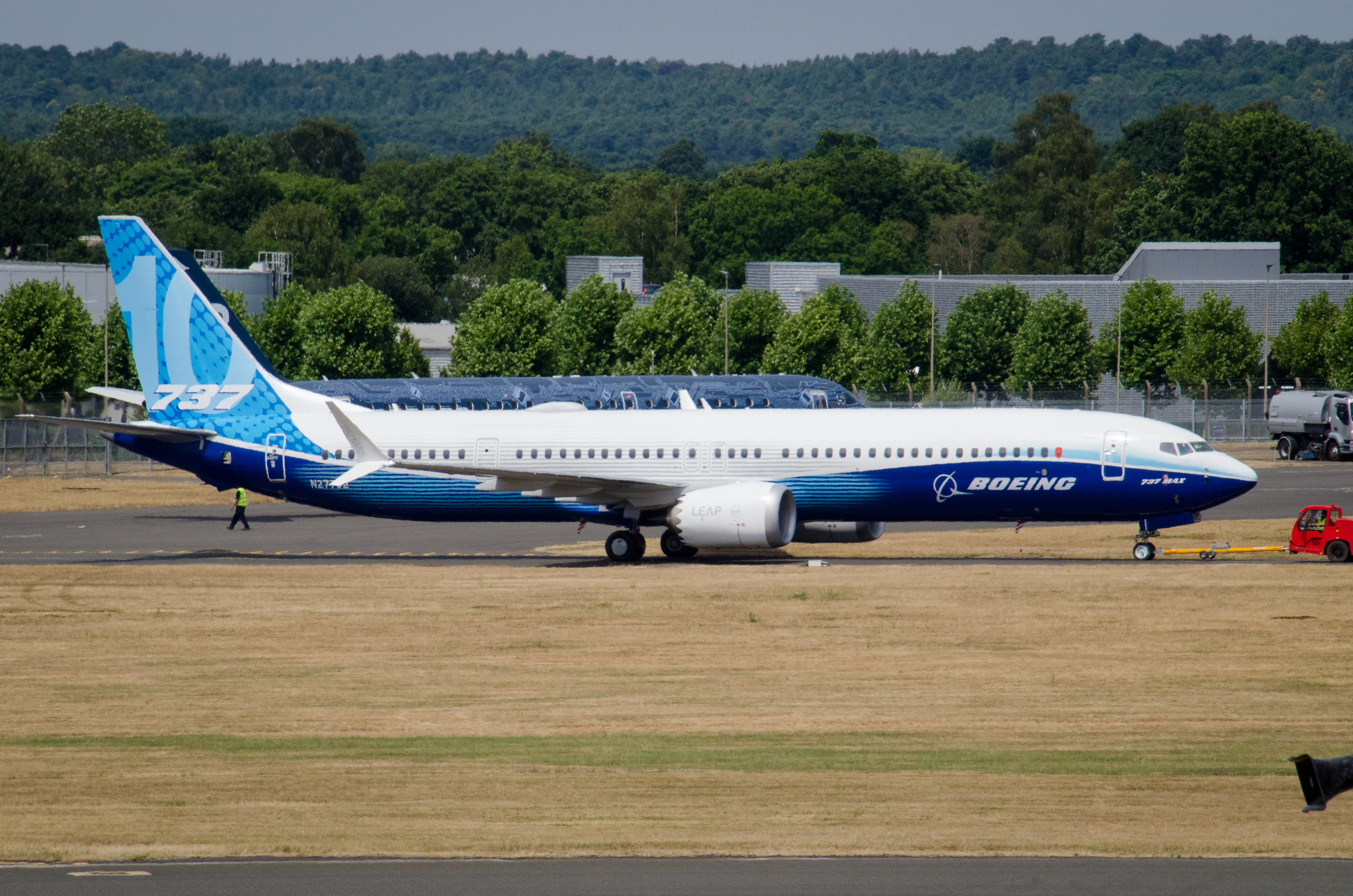 Boeing brought the 737 Max 10 to the Farnborough Airshow for its public debut. The largest 737 has been in flight testing since June 2021.